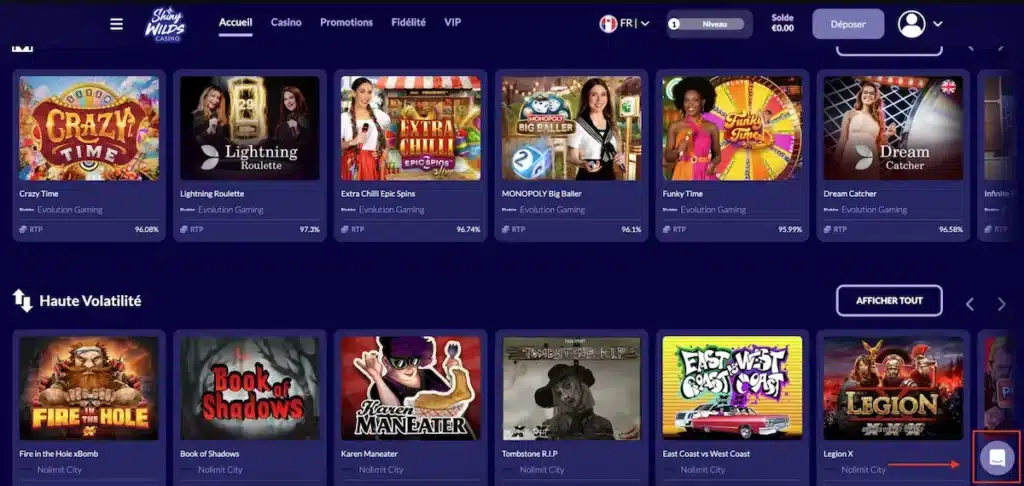 Support client casino en ligne dépôt 20 €