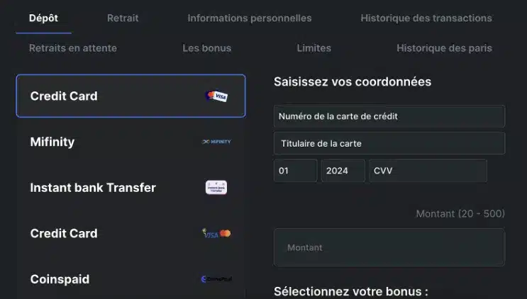 Moyens de paiment casino en ligne Touch Casino