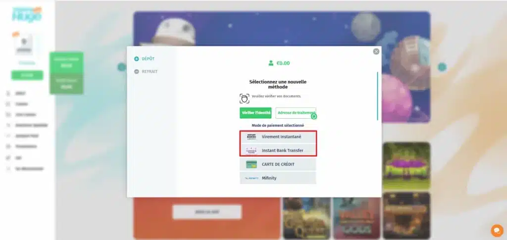 Retraits instantané casino en ligne