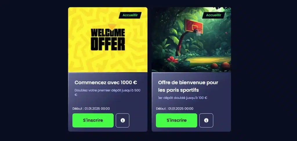 Différents types de bonus de bienvenue