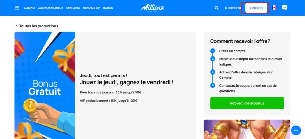 S'inscrire casino sans dépôt