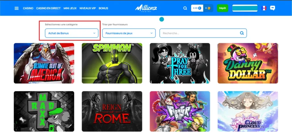 Slot achat bonus France